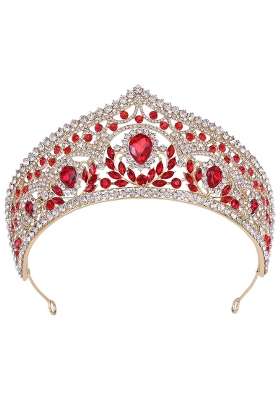 Shopora Bridal Crown Headpieces Pageant Headpiece for Festival Birthday Red