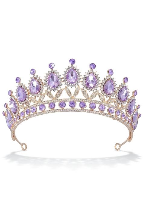 Kamirola Purple Tiaras Princess Crown for Women Crystal Headbands for Bridal Princess for Wedding and Party