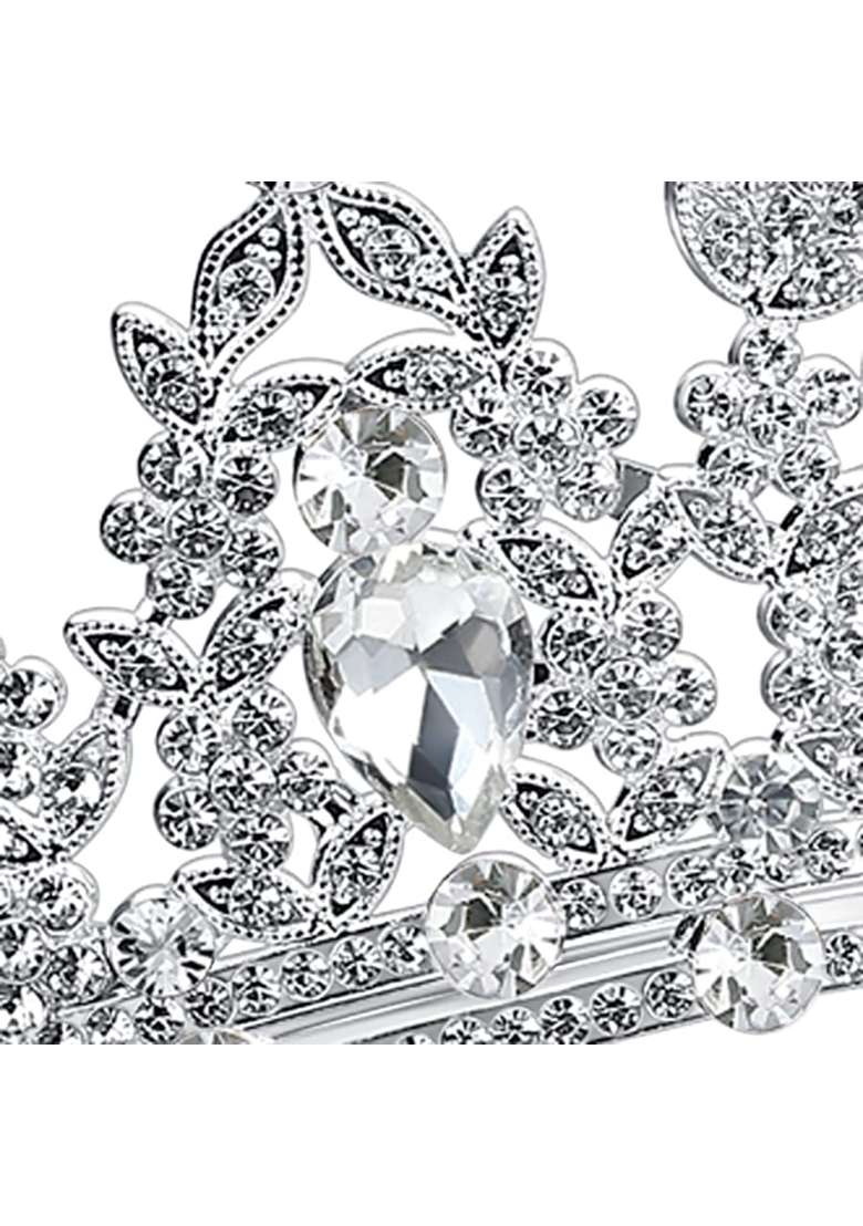 Lovelyshop Silver Royal Diamond Queen Wedding Alloy Tiara Headband - Indya