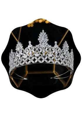 Jorsnovs Silver 5A Level Cubic Zirconia Bridal Tall Tiaras CZ Wedding Queen Crown Headpieces Pageant Party