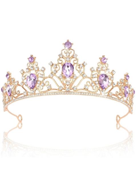 Wanciler Purple Tiara Crown for Women Girls Crystal Rhinestone Tiara Headband with 4 Hair Grips Hair