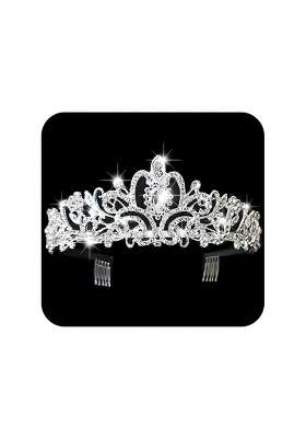 Gangel Silver Baroque Rhinestone Crowns Vintage Hair Comb Sliver Tiaras with Crystal Crown Hair Accessories