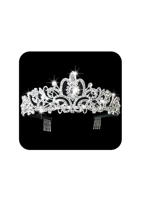 Gangel Silver Baroque Rhinestone Crowns Vintage Hair Comb Sliver Tiaras with Crystal Crown Hair Accessories