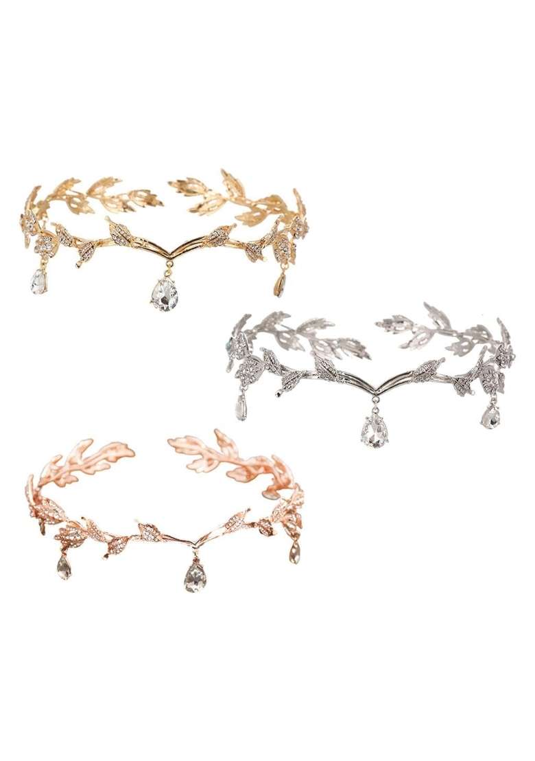 Jazzy Pearls Forehead Chain Headband Crystal Crown for Hair Jewelry Ornament Silver - Indya
