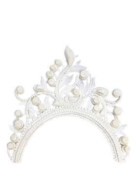Bengcraft Women Bengali Style Bridal Crown Biyer Mukut White Shola Hair Accessories for Marriage and Weddings
