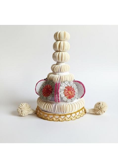 White Premium Annaprashan Topor for Baby Boy Mukhe Bhat Rice Ceremony Bengali Mukut Premium