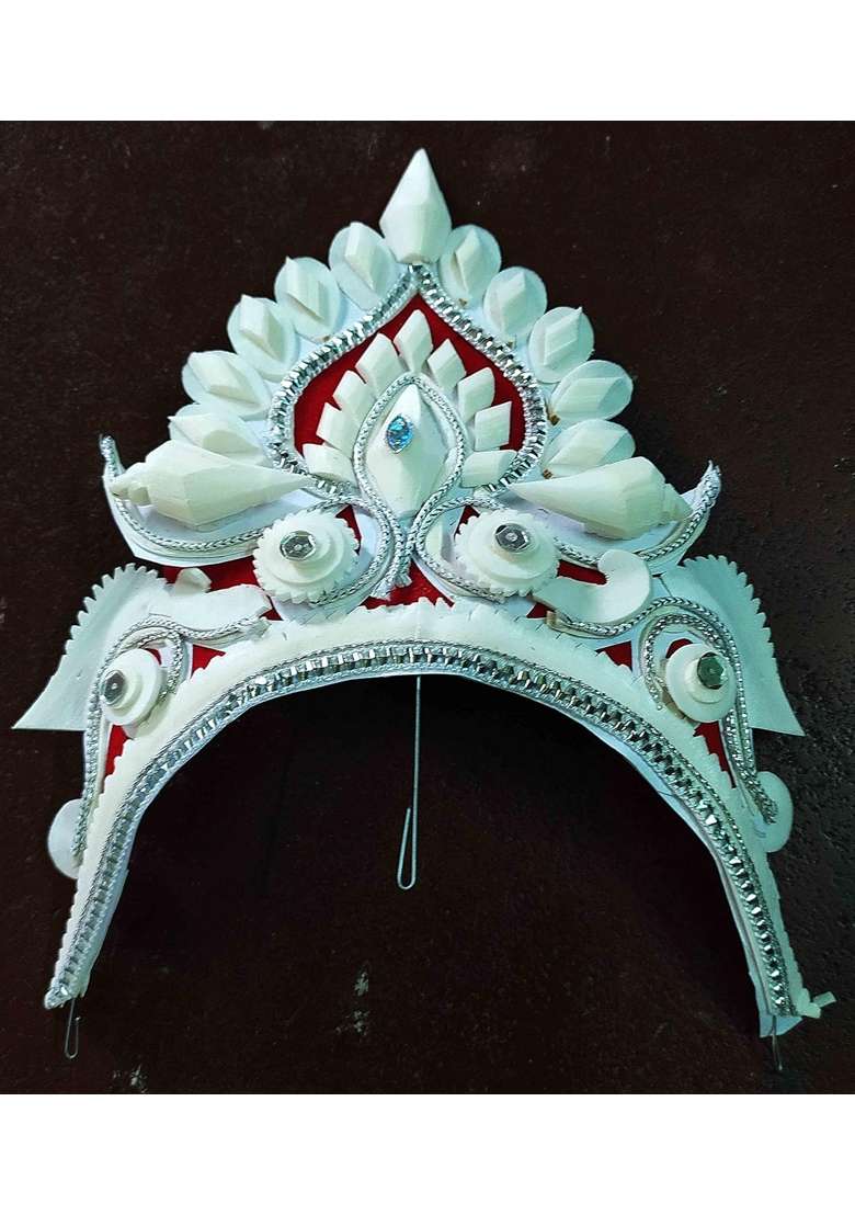 Bengal Handicrafts and Handlooms Designer Ultra Lite Natural Shola and Mukut with Shola Garland and Dolangi - Indya