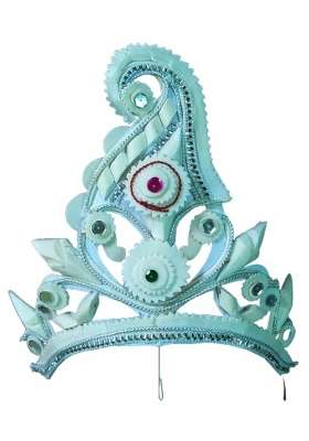 Bengal Handicrafts and Handlooms White Designer Ultra Lite Natural Shola and Mukut with Shola Garland
