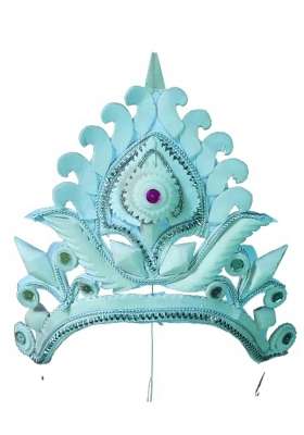Bengal Handicrafts and Handlooms White Designer Ultra Lite Natural Shola and Mukut with Shola Garland