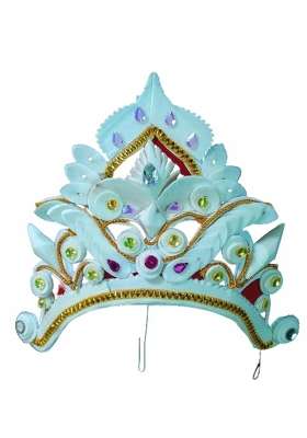 Bengal Handicrafts and Handlooms White Designer Ultra Lite Natural Shola and Mukut with Shola Garland