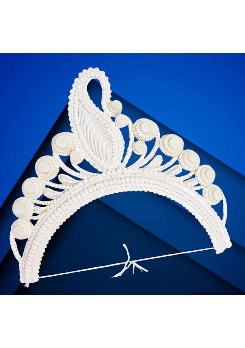 Bengcraft Dulhans Crown Hair Accessories for Marriage Traditional Bengali Design Womens Bridal White Wedding - Indya