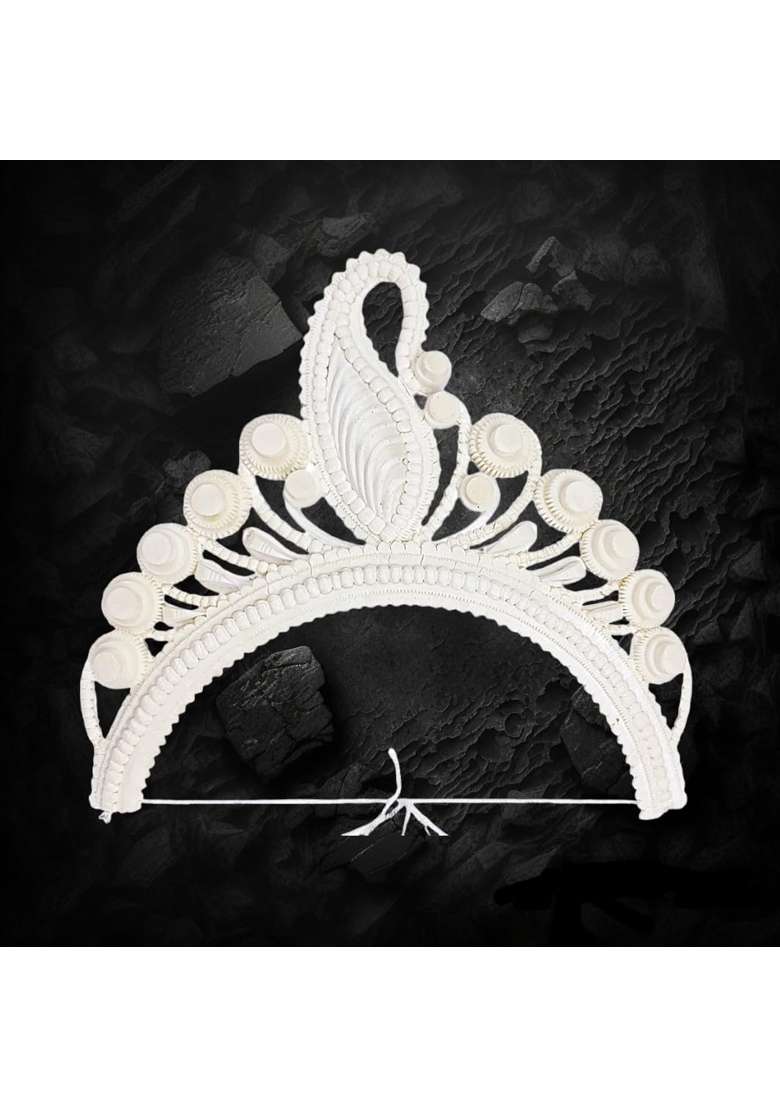 Bengcraft Dulhans Crown Hair Accessories for Marriage Traditional Bengali Design Womens Bridal White Wedding - Indya