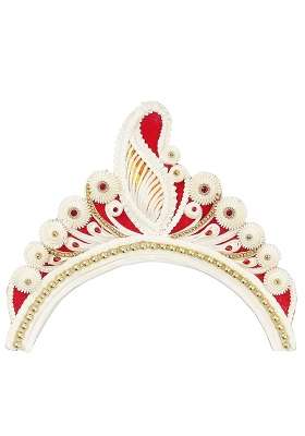 Bengcraft White Bridal Wedding Crown Front Headgear Tiara Topor Taj Hair Accessories for Bengali Bride Wedding
