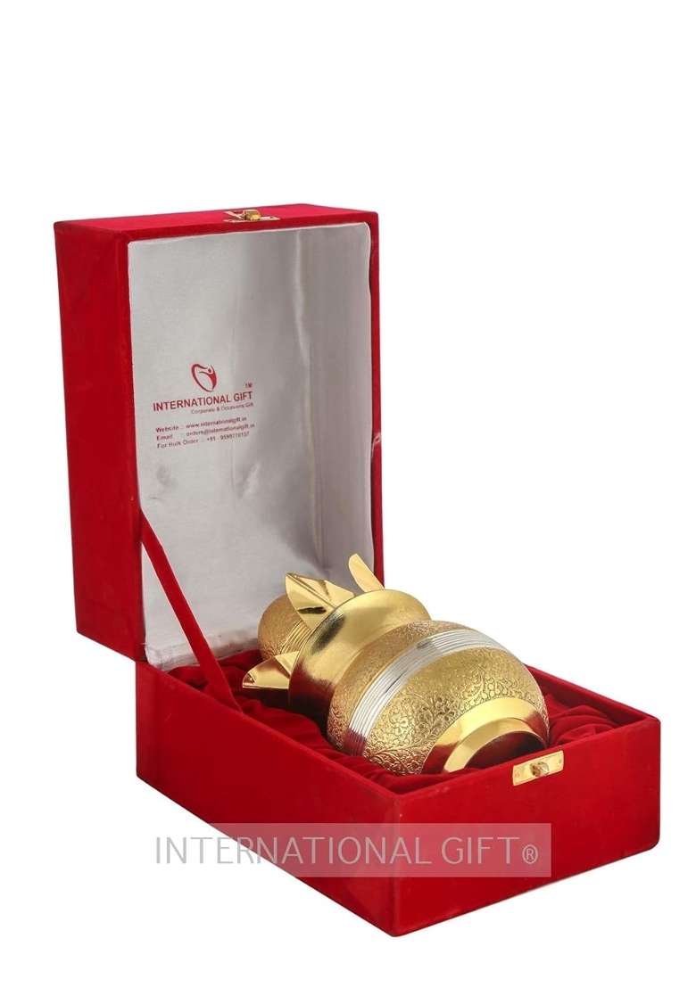International Gift Gold Plated Brass Mangal Kalash with Coconut 22 CM - Indya