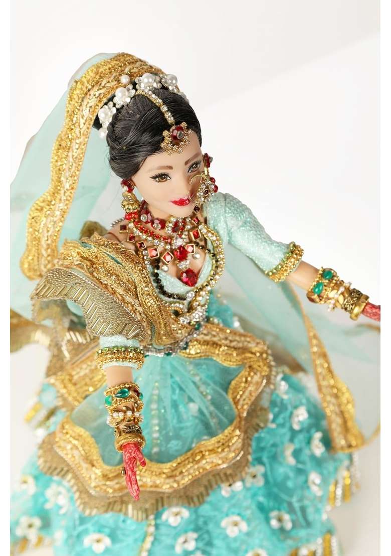Roots and Wings Sindhi Desi Wedding Dulhan North Indian Bride Handcrafted Artisanal Collectible Doll - Indya