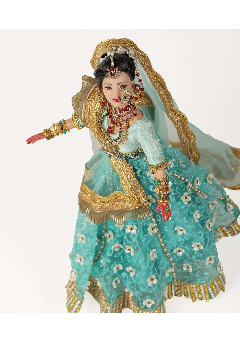 Roots and Wings Sindhi Desi Wedding Dulhan North Indian Bride Handcrafted Artisanal Collectible Doll - Indya