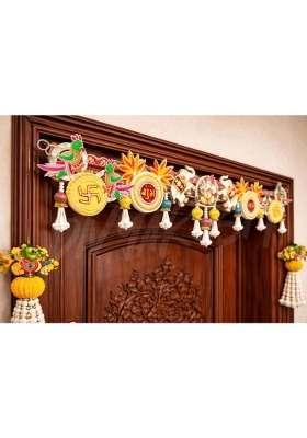 Divyakosh Multicolour Handcrafted Designer Toran for Main Door Premium Ganesh Shubh Labh Elephant Door Hanging