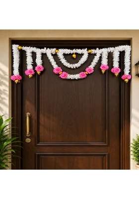 Sellplus Traditional Handcrafted Classic Jasmine Rose Floral Hanging Door Bandhanwar Toran for Diwali