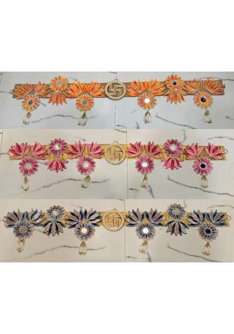 Handcrafted Floral Toran Door Hanging Traditional Lotus and Sunflower Design with Swastik Symbol