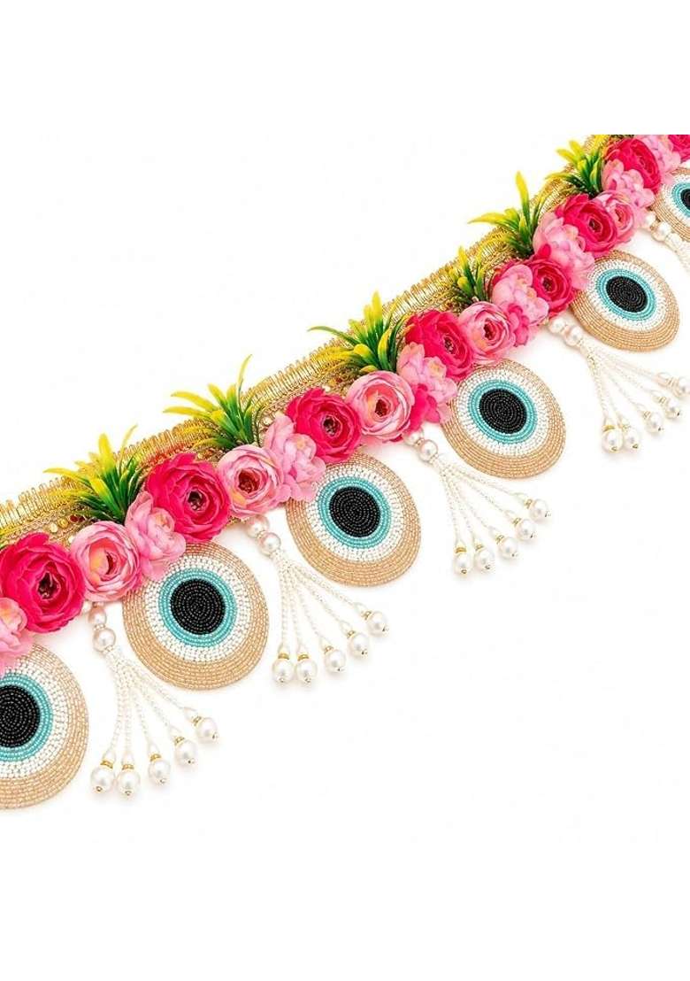 Surakshit Hub Artificial Flower Toran Door Hanging Red and White Rose Toran - Indya