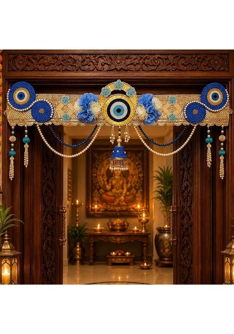 Reptum Decor Decorative Toran with Evil Eye Design Blue and Gold