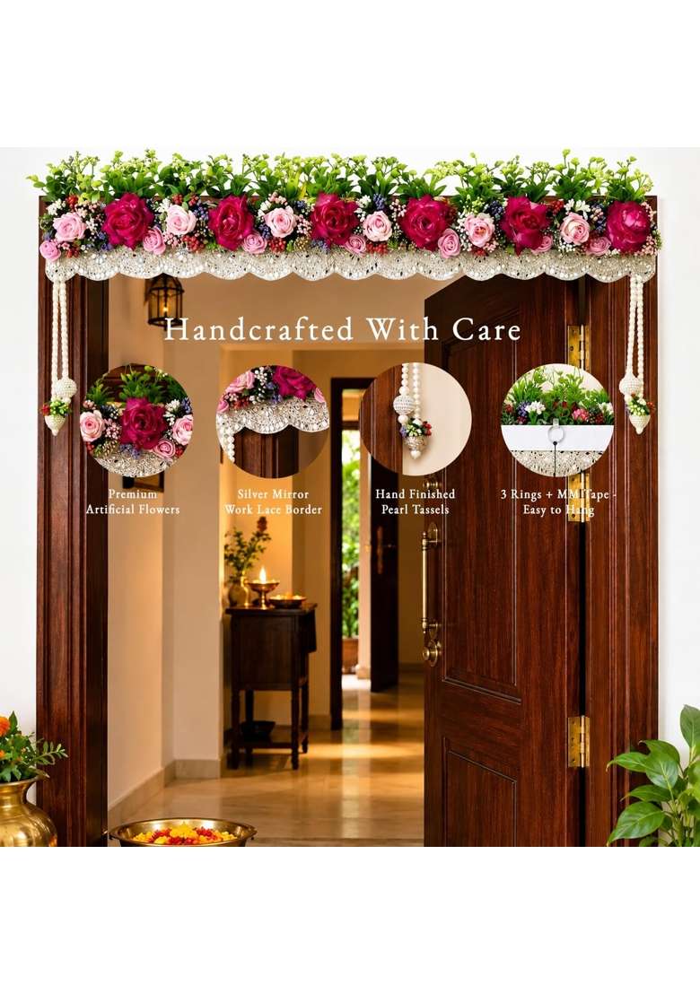 Sovakis Multicolour Flower Toran for Main Door Entrance Artificial Flowers Decoration - Indya