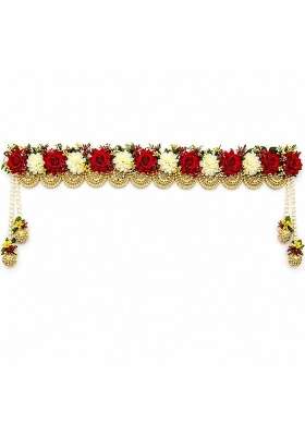 Surakshit Hub Artificial Flower Toran Door Hanging Red and White