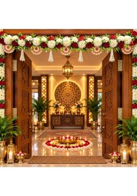 Adikala Red and White Floral Toran Bandhanwar for Door Entrance
