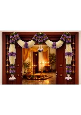 Daedal Crafters Purple and Cream Hanging Artificial Flower Toran for Main Door Entrance