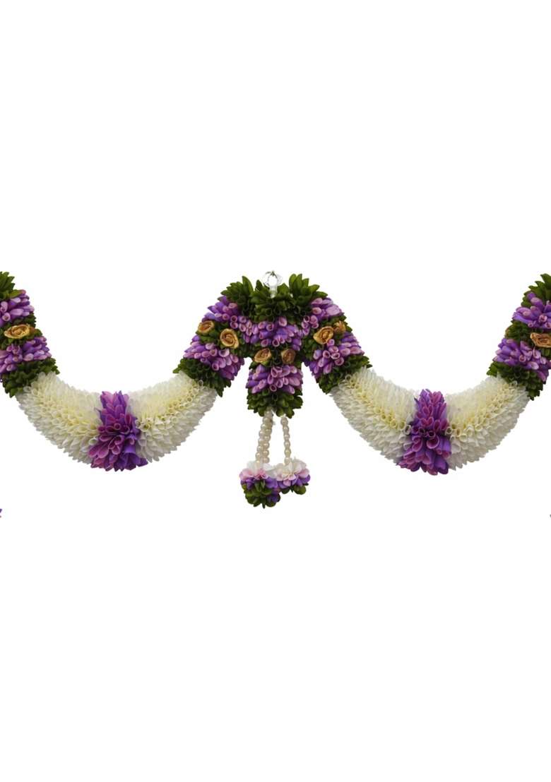 Daedal Crafters Purple and Cream Hanging Artificial Flower Toran for Main Door Entrance - Indya