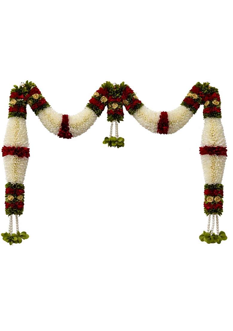 Amazon Brand UMI Maroon and Green Hanging Artificial Flower Toran for Main Door Entrance - Indya