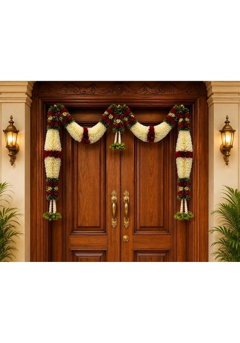Amazon Brand UMI Maroon and Green Hanging Artificial Flower Toran for Main Door Entrance