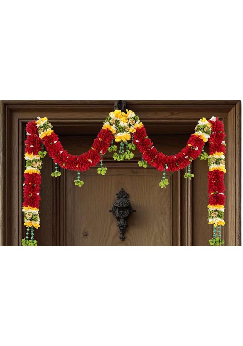 Daedal Crafters Maroon Crystal Door Set Toran for Main Door Entrance - Indya