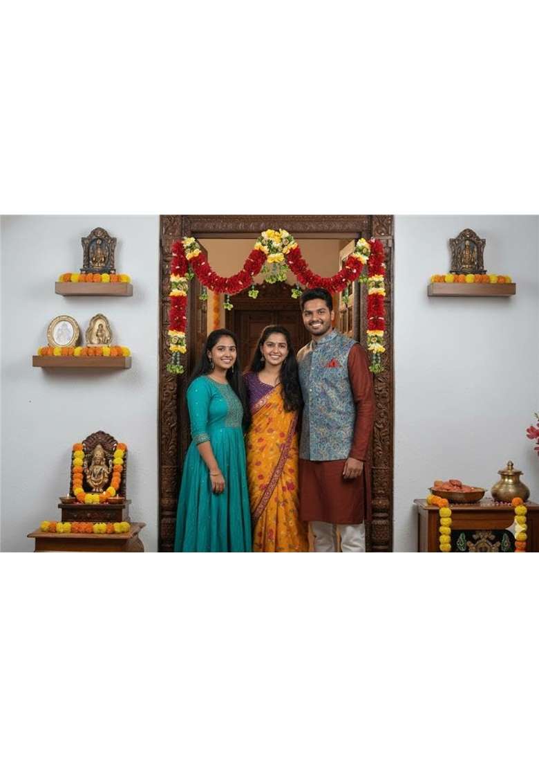 Daedal Crafters Maroon Crystal Door Set Toran for Main Door Entrance - Indya