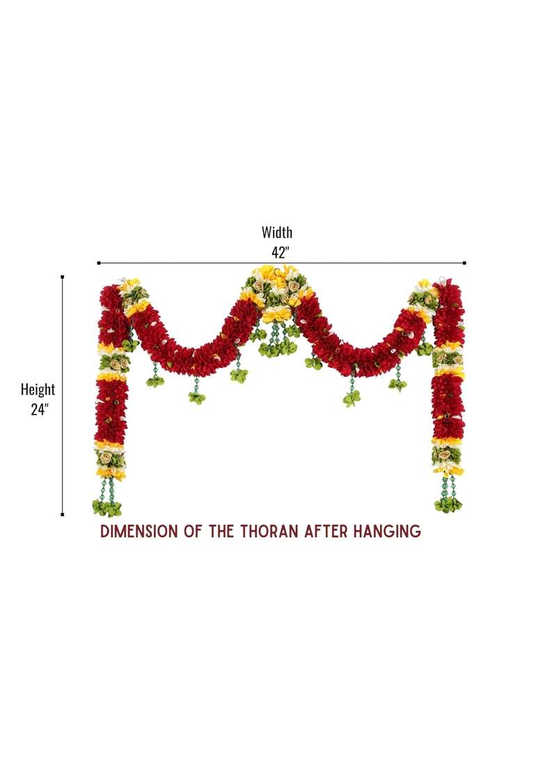 Daedal Crafters Maroon Crystal Door Set Toran for Main Door Entrance - Indya