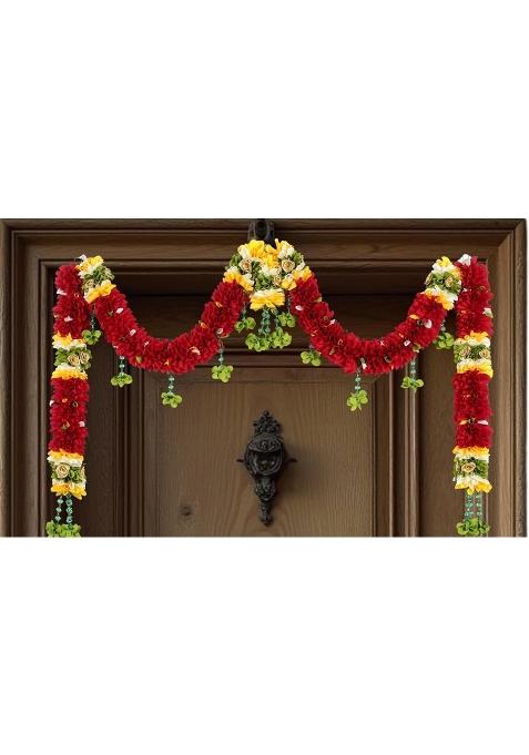 Daedal Crafters Maroon Crystal Door Set Toran for Main Door Entrance