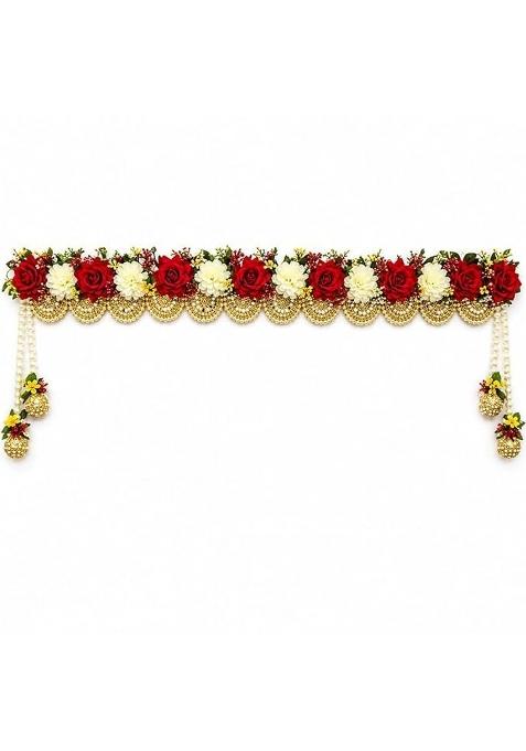 Artificial Flower Toran Door Hanging Red and White