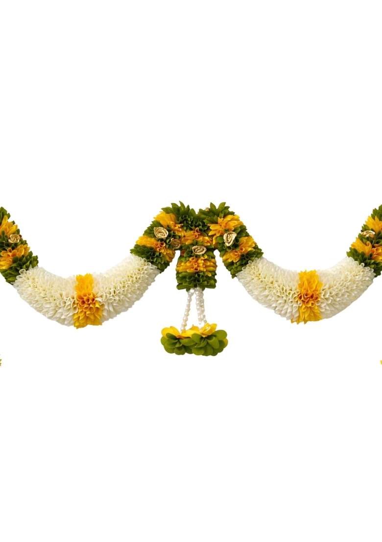Amazon Brand UMI Yellow and Green Hanging Artificial Flower Toran for Main Door Entrance - Indya