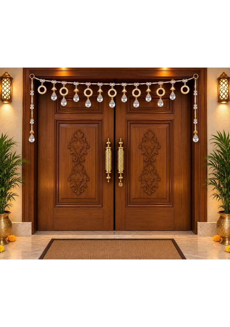 Lords TOWN Traditional Hanging Toran for Main Door Yellow and Transparent - Indya