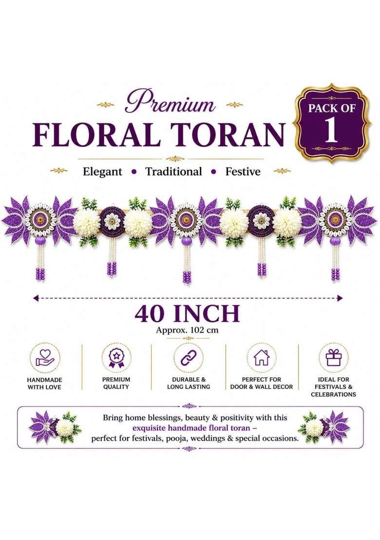 Adikala Purple Lotus Floral Toran Bandhanwar for Door Entrance - Indya