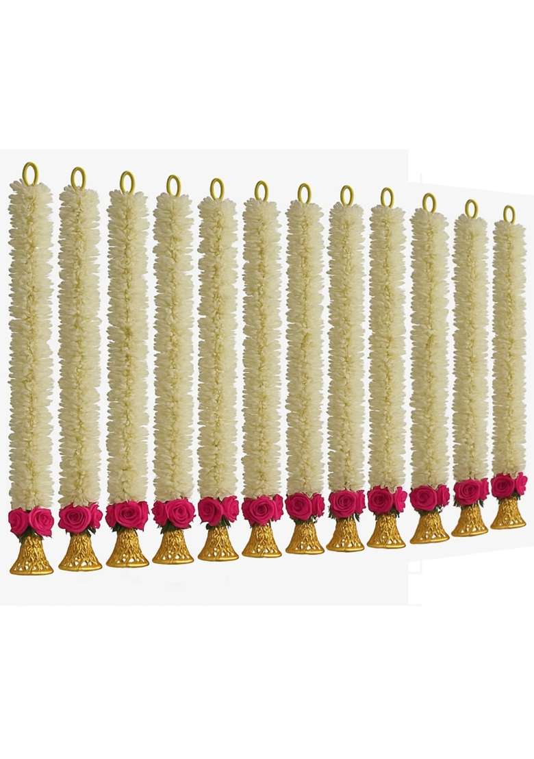 Tia Crafts Wall Hanging Festival Wedding Pooja 30 Inch 2 and Half Ft Pink Set of 12 - Indya