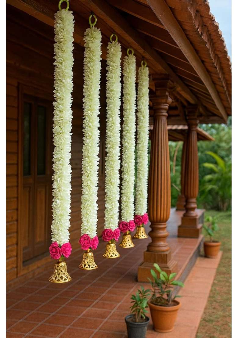 Tia Crafts Wall Hanging Festival Wedding Pooja 30 Inch 2 and Half Ft Pink Set of 12 - Indya