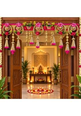 Adikala Floral Cone Toran Bandhanwar for Door Entrance and Temple 40 Inch Decorative Hanging for Diwali