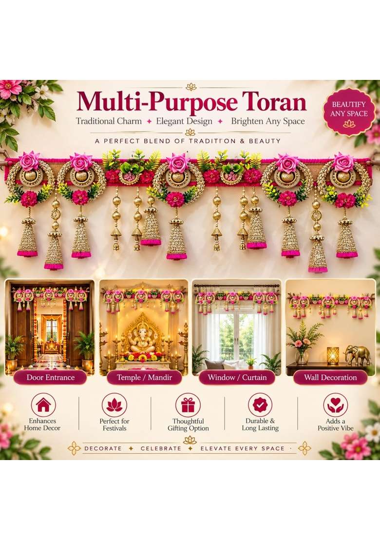 Adikala Floral Cone Toran Bandhanwar for Door Entrance and Temple 40 Inch Decorative Hanging for Diwali - Indya