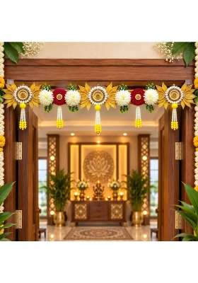 Adikala Yellow Lotus Floral Toran Bandhanwar for Door Entrance