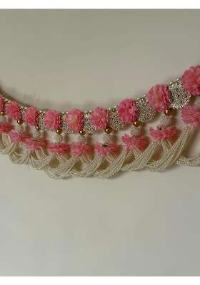 Vinart Traditional Pearl Toran Bandhanwar White and Gold Door Hanging 100 CM Length Decorative for Temple