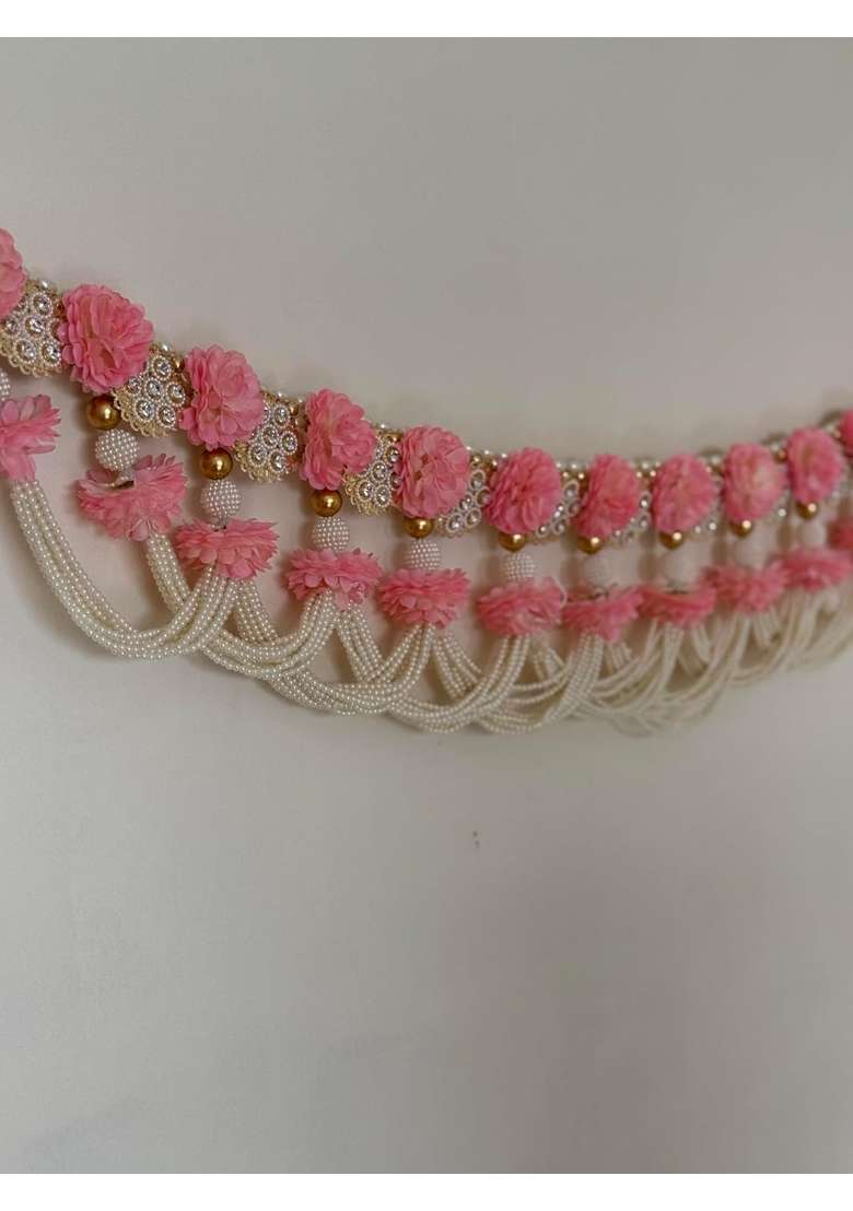 Vinart Traditional Pearl Toran Bandhanwar White and Gold Door Hanging 100 CM Length Decorative for Temple - Indya