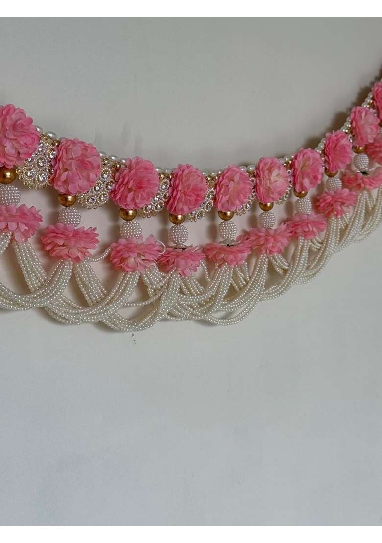 Vinart Traditional Pearl Toran Bandhanwar White and Gold Door Hanging 100 CM Length Decorative for Temple - Indya