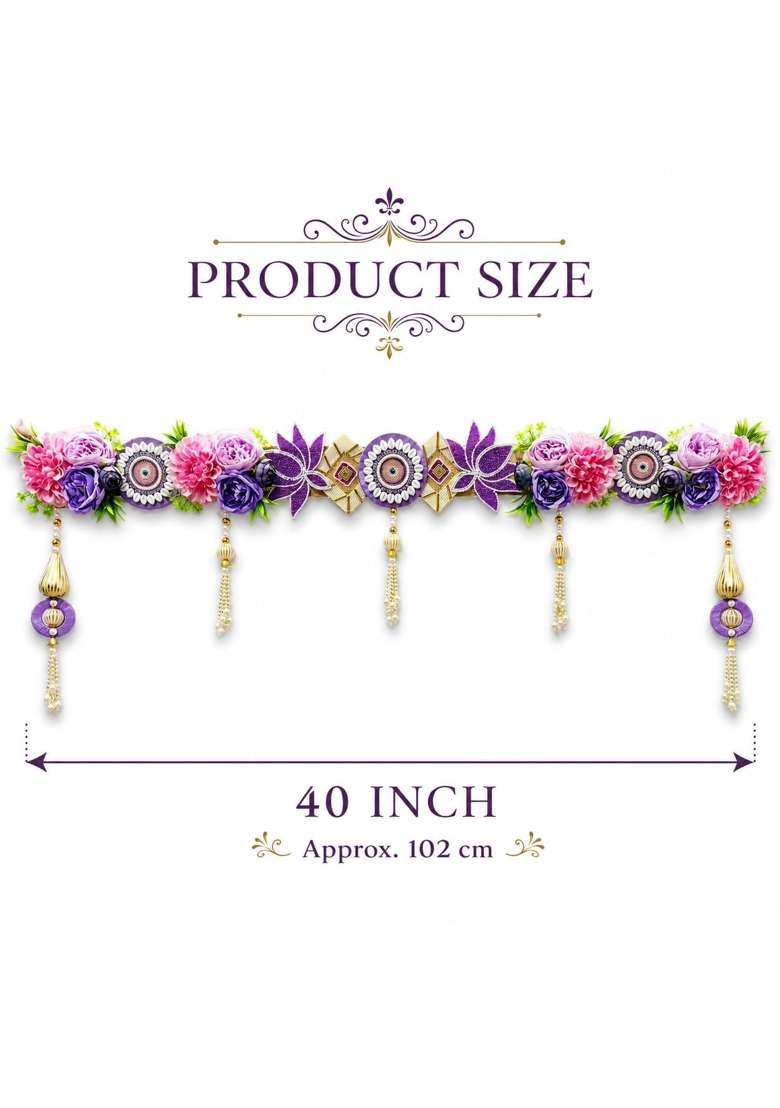 Craft Shop India Purple Flower Toran for Main Door and Mandir - Indya