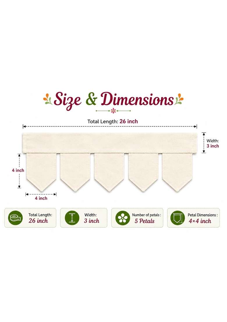 Meubels Beige DIY Paintable Canvas Toran with 7 Petals Plain Cotton Fabric Door Hanging for Mandala Painting - Indya